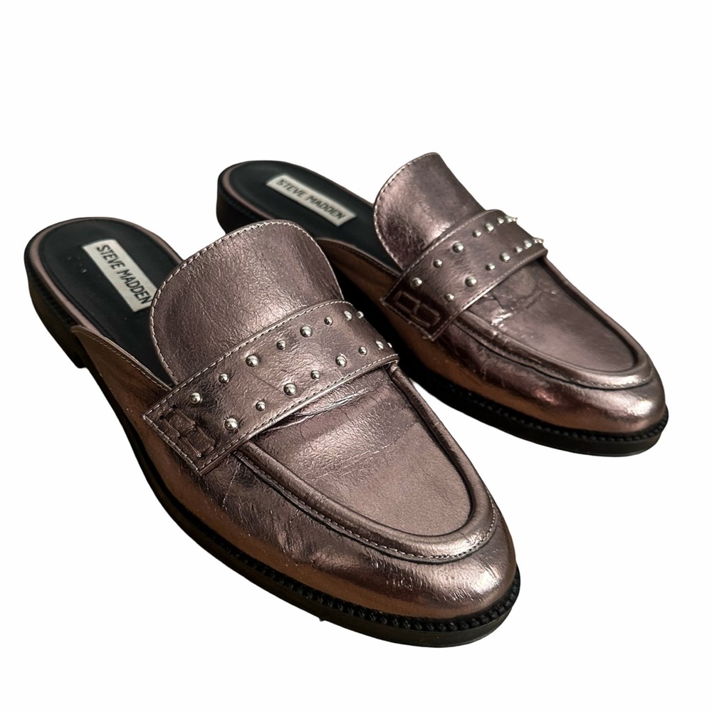 STEVE MADDEN WOMEN'S REDEEM FAUX LEATHER STUDDED SLIP-ON MULE SIZE 8